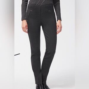 Chico’s Petite Juliet Ponte Trim Detail Pants GRAPHITE HEATHER GRAY Sz 00P (2P)